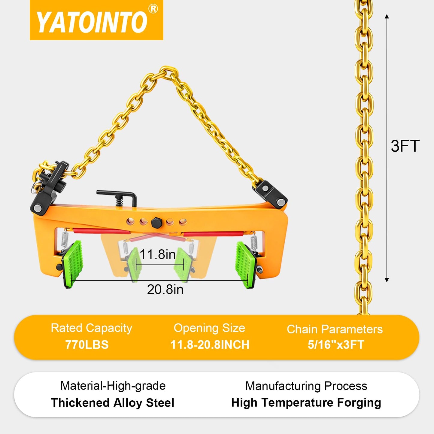 YATOINTO Granite Slab Lifting Clamps 770LBS, Vertical Stone Lifting Clamps Opening Up to 20.08", Marble Heavy Duty Stone Carrying Clamps, Scissor Lifting Clamp for Lifting Handling Transporting