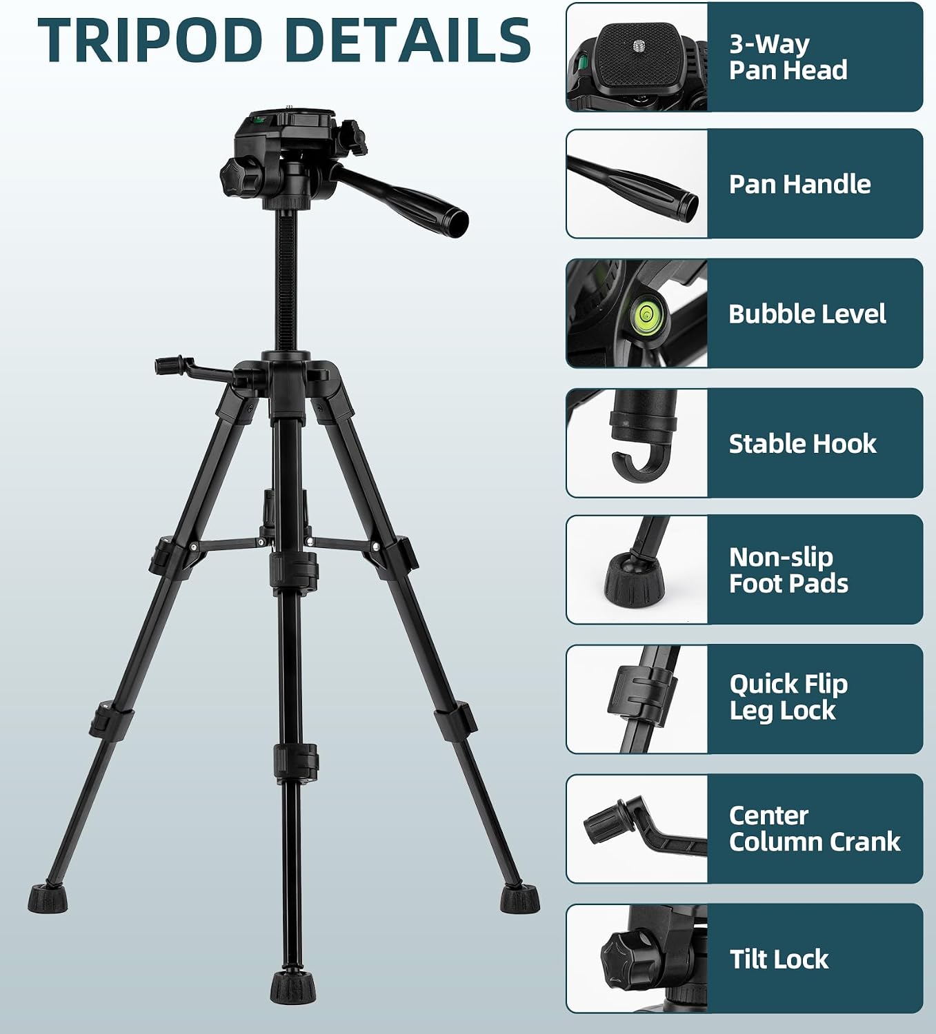 Artisorama 25'' Mini Tripod for Camera, Small Tabletop Travel Camera Stand, Compact Portable Desk Lightweight Tripods