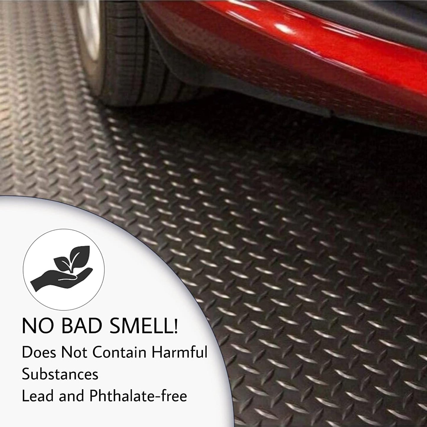 SEAL 5 x 10 FT Premium Garage Floor Mat, Solid 2.8mm Thick Lay-Flat Black Commercial Grade Heavy Duty Parking Mat for Golf Cart, Workbench, ATV, Water/Stain Resistant Runner (Embossed Diamond Plate)