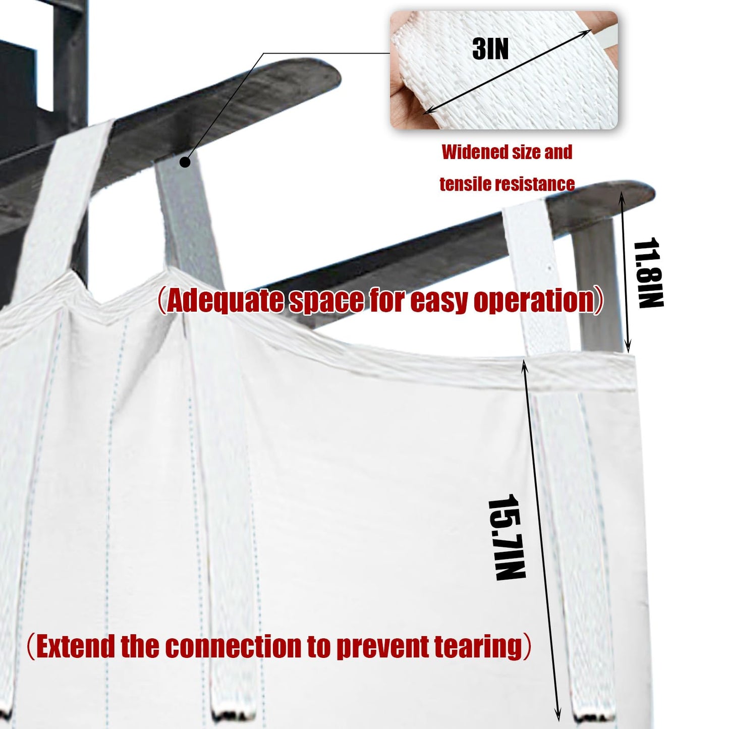10Pack Aolikebao FIBC Bulk Bag,1.5 Ton Bag, 39.4"L x 39.4"W x 39.4"H,3300lbs SWL Safty Factor 3:1,Woven Polypropylene Bags,Duffle Top Spout Bottom (10)