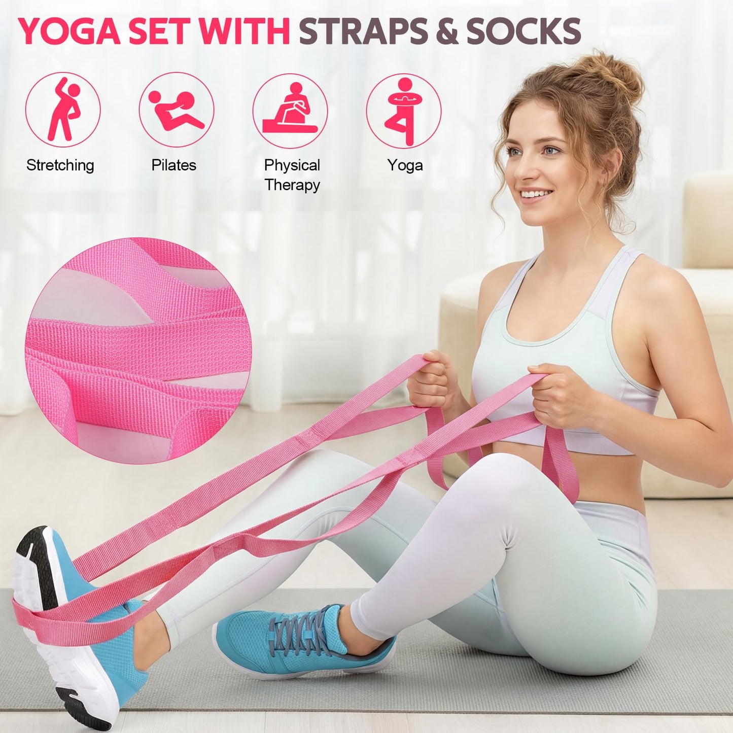 WALITO 15 PCS Pilates Kit, Adjustable Pedal Resistance Band with Handle, Figure 8 Resistance Band for Exercise Women, At Home Workout Equipment Set with Yoga Ball & Booty Bands for Full Body Gym
