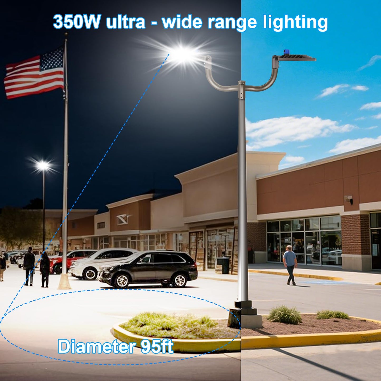 ledmo 350W 4Pack LED Parking Lot Light Outdoor Adjustable Pole Mount LED Commercial Street Light Photocell Super Bright for Sport Farm Warehouse Barn