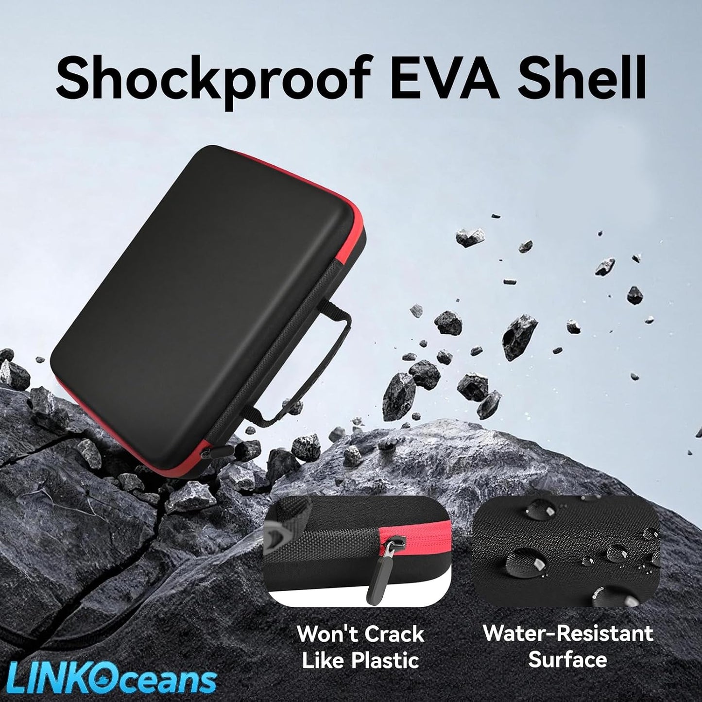 LINKOceans BT-168 210+ 9V, Battery Organizer with Tester,EVA Battery Storage Case for AA AAA C D Fireproof Waterproof