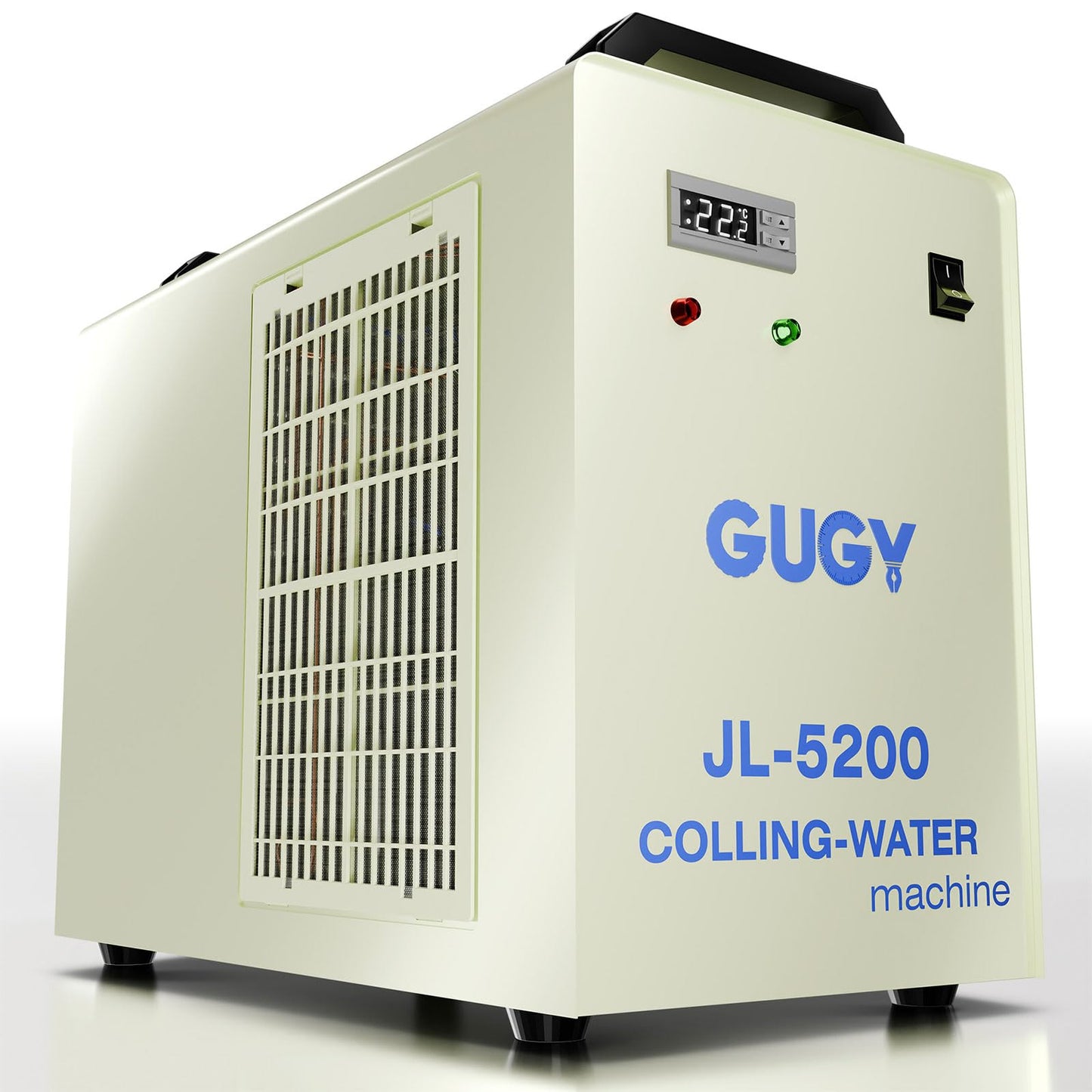 GUGY JL-5200 6.5L Evercold Industrial Water Chiller 0.81HP 3.43gpm 5699Btu/h Water Chiller Cooling System with 2 Inlets & Outlets for 60W 70W 80W 90W 100W 120W 130W 150W CO2 Laser Engraving Machines