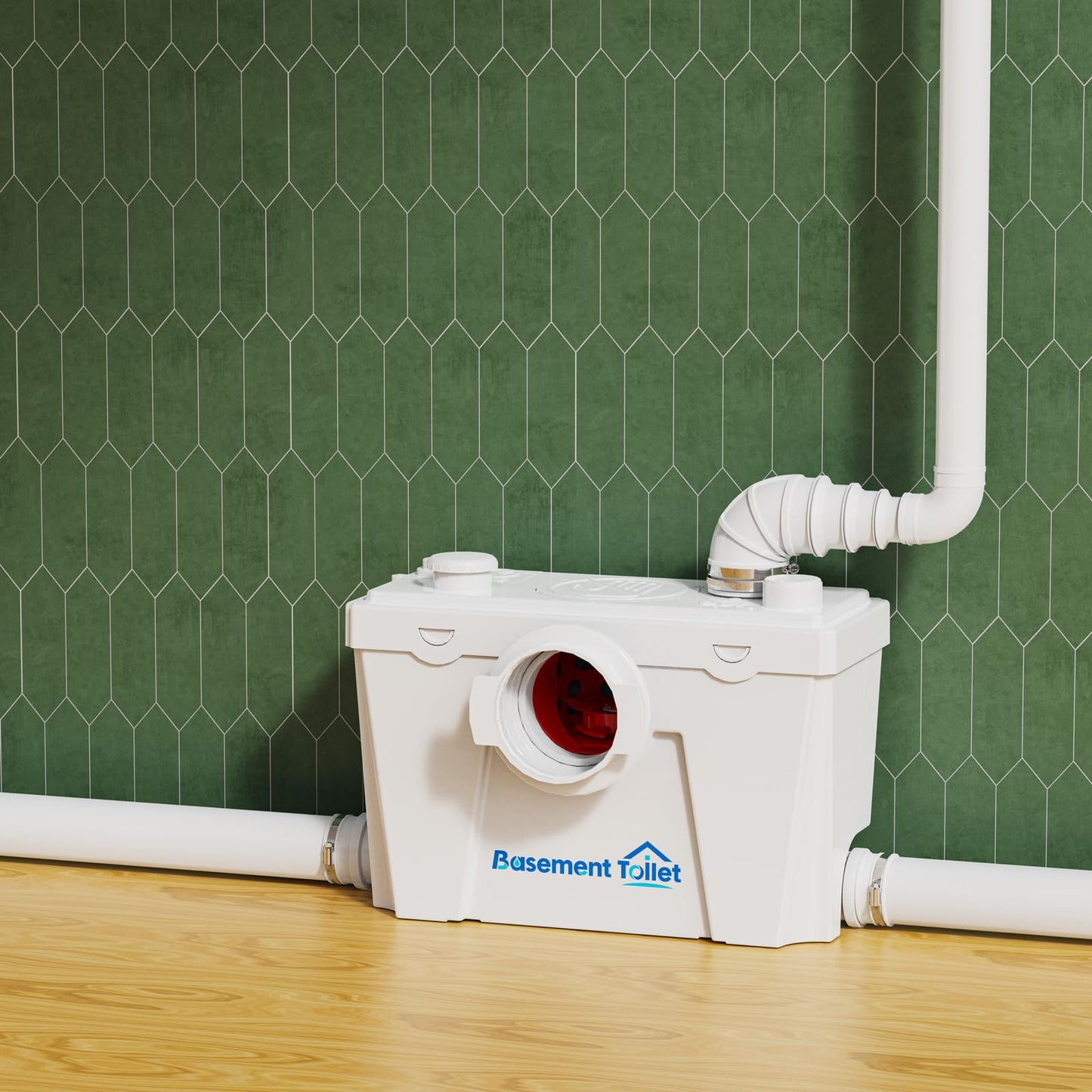 Macerator Pump for Basement Toilets, Sinks, Showers & Laundry – Upflush Pump to 23ft/8 m, 1800GPH with 4 Water Connections, Quiet & Versatile Sewage Solution for Home Bathrooms