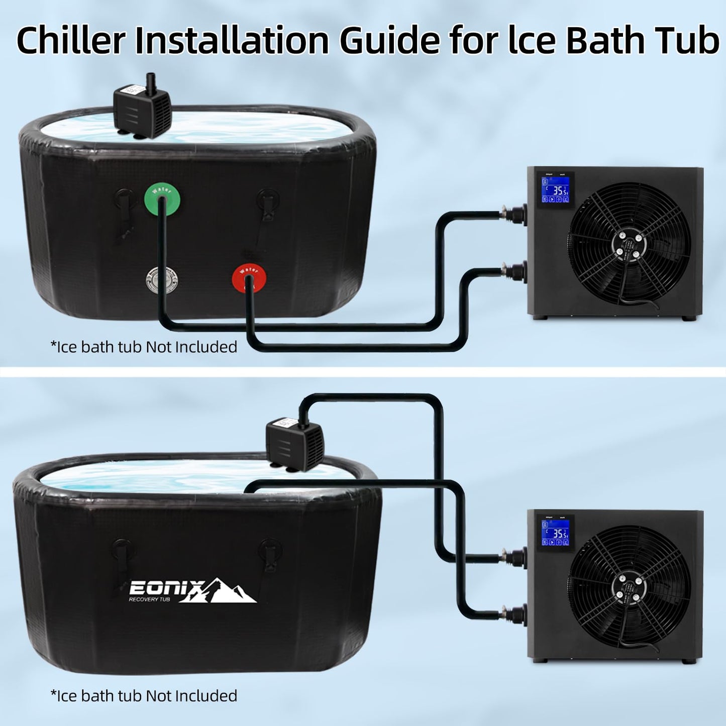 Ice Bath Water Chiller for Cold Plunge Tubs, 1.0HP Water Chiller Machine, Hydroponic Cooling System, Fish Tank Chiller with Upgraded LED Display