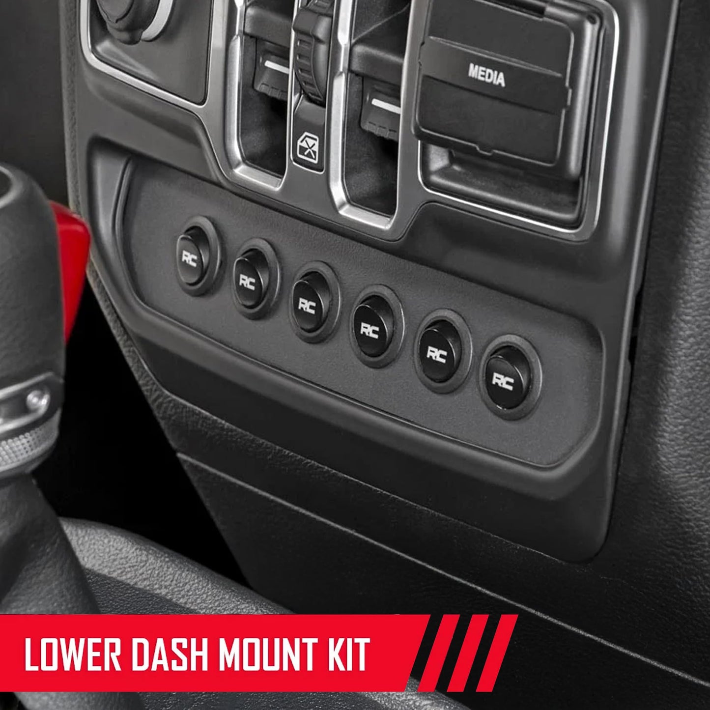 Rough Country 6 Gang Lower Dash Switch Panel & Relay System - MLC-6 Light & Accessory Controller for Jeep Wrangler JL/Gladiator JT (2018-2026)
