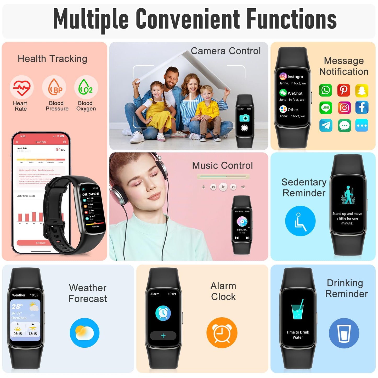 Zeacool Fitness Tracker with 24/7 Heart Rate, Blood Oxygen Sleep Monitor, 123 Sports Modes Calories Smart Watch,IP68 Waterproof Step Counter Activity Trackers Health Pedometer for Women Men (Black)