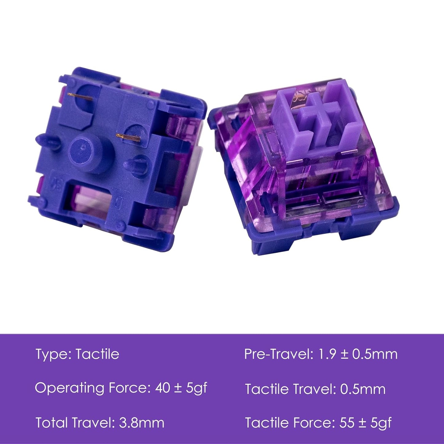 Akko V3 5-Pin (45pcs) Lavender Purple Pro Keyboard Switch with Dustproof Stem for Mechanical Gaming Keyboard, Tactile