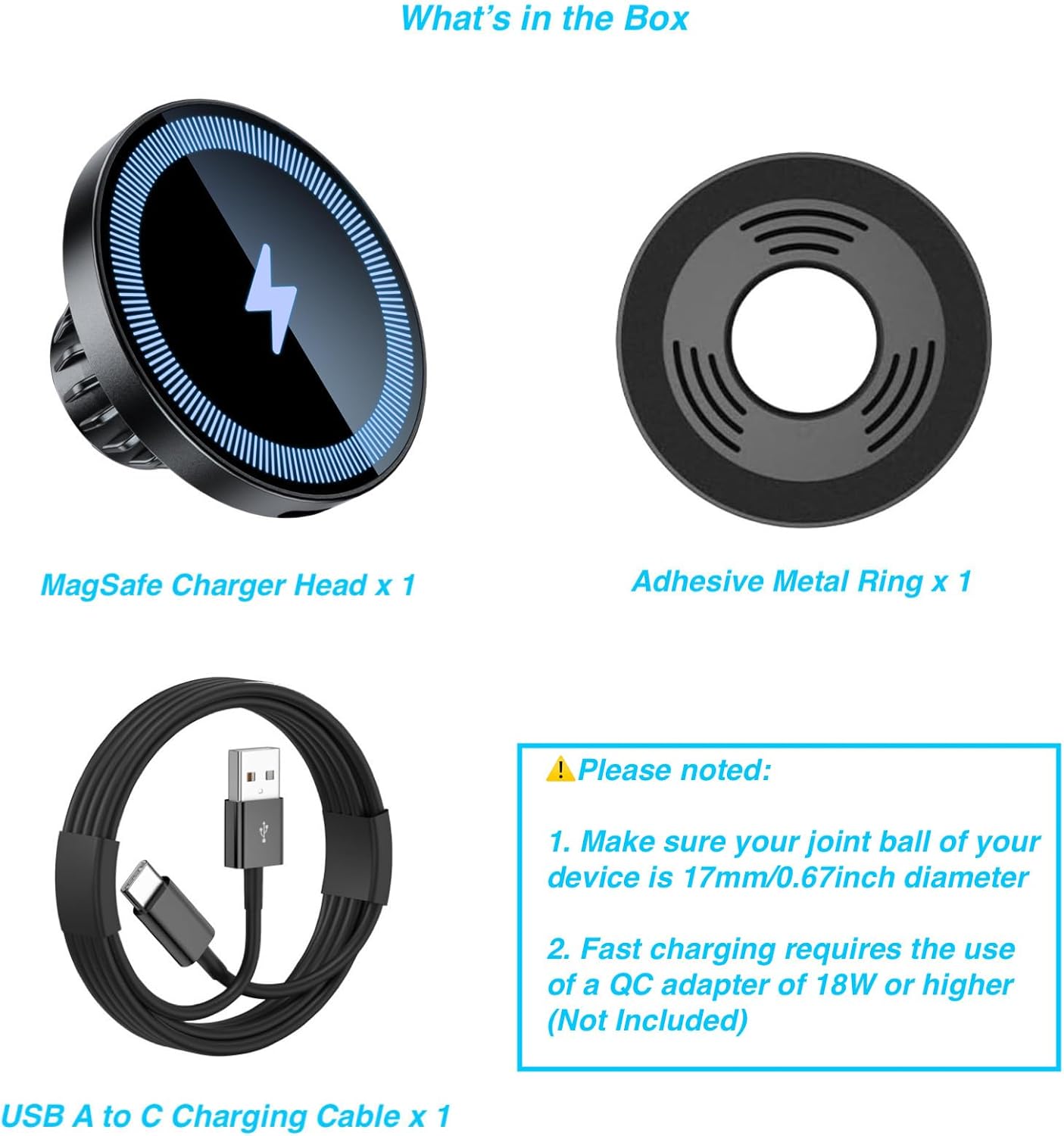 ARMOLABX 17mm 17mm/0.67inch 17/16/15/14/13/12 Magnetic Wireless Charging Phone Holder with Ball Socket for MagSafe
