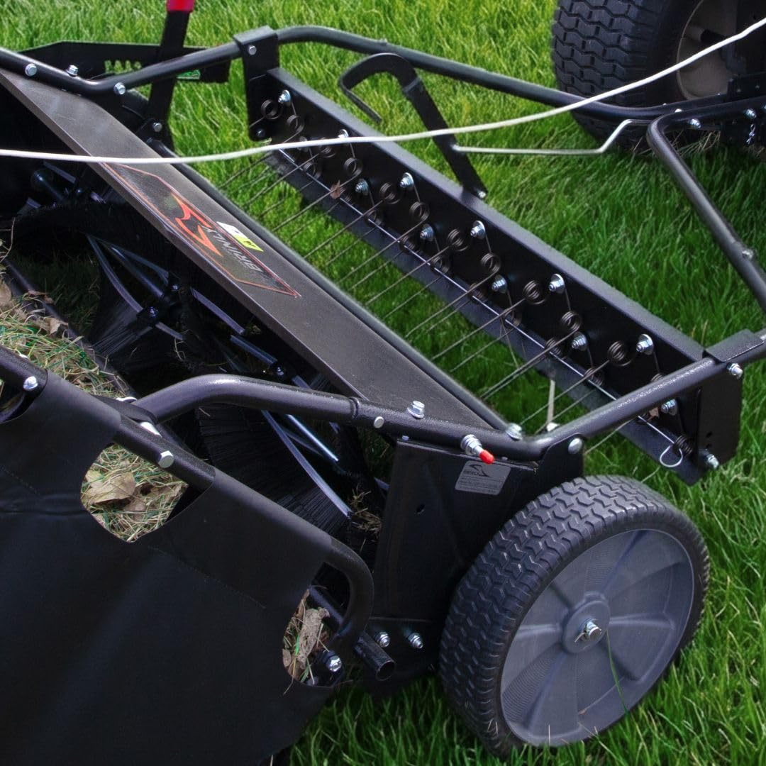 Brinly 42" Tow-Behind Combo Lawn Sweeper with Dethatcher and Hamper Windscreen