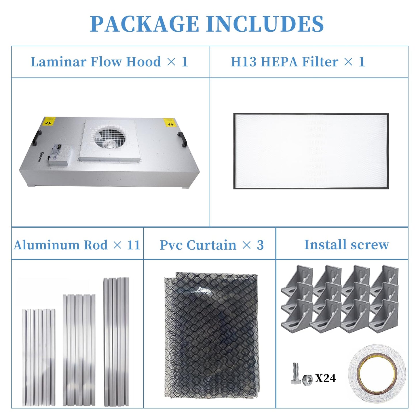 Vertical Laminar Flow-Hood Fan-Filter-Unit Yzzwer - FFU HEPA Filters for Class 100/ISO 5 Cleanliness in Clean Mycology and Mushroom Room 47.2" x 23.6" x 29" Working Area 110V
