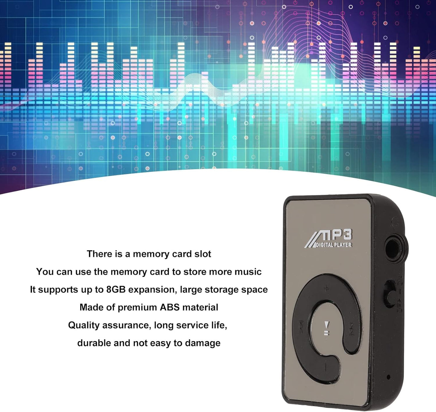 MP3 Player, Mini Music Player with Memory Card Slot, Portable HiFi Music Player, Back Clip Design, Lightweight, Ideal
