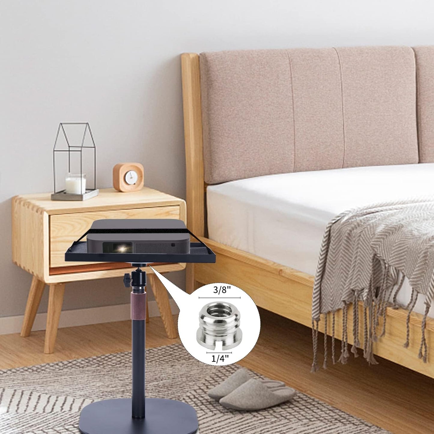 M MIMMU 1/4" 3/8" Projector Tray - Platform Holder for to Screw Tripod Stand Mount