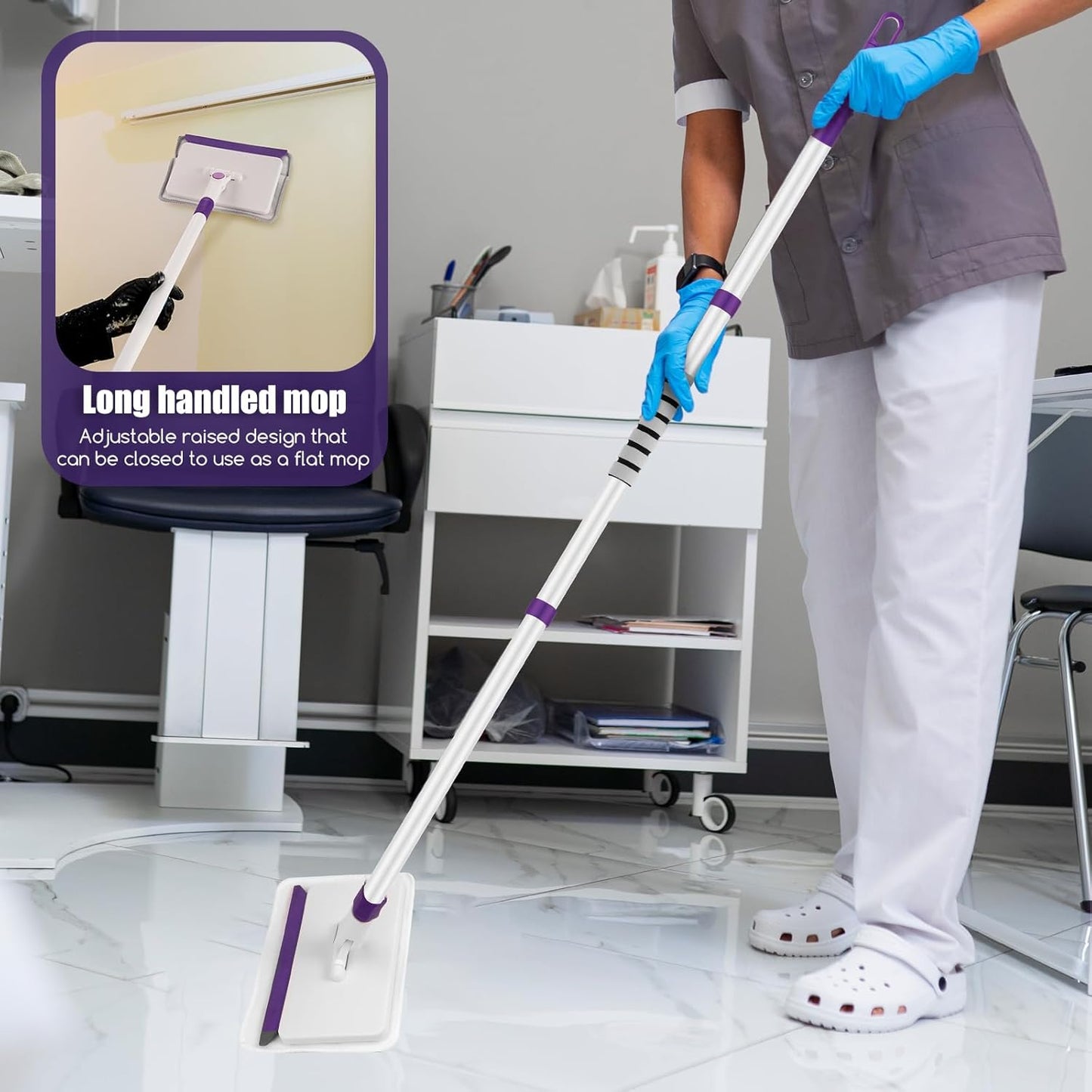 Baseboard Cleaner Tool - 60" Extendable Handle with 5 Reusable Pads for Easy Cleaning