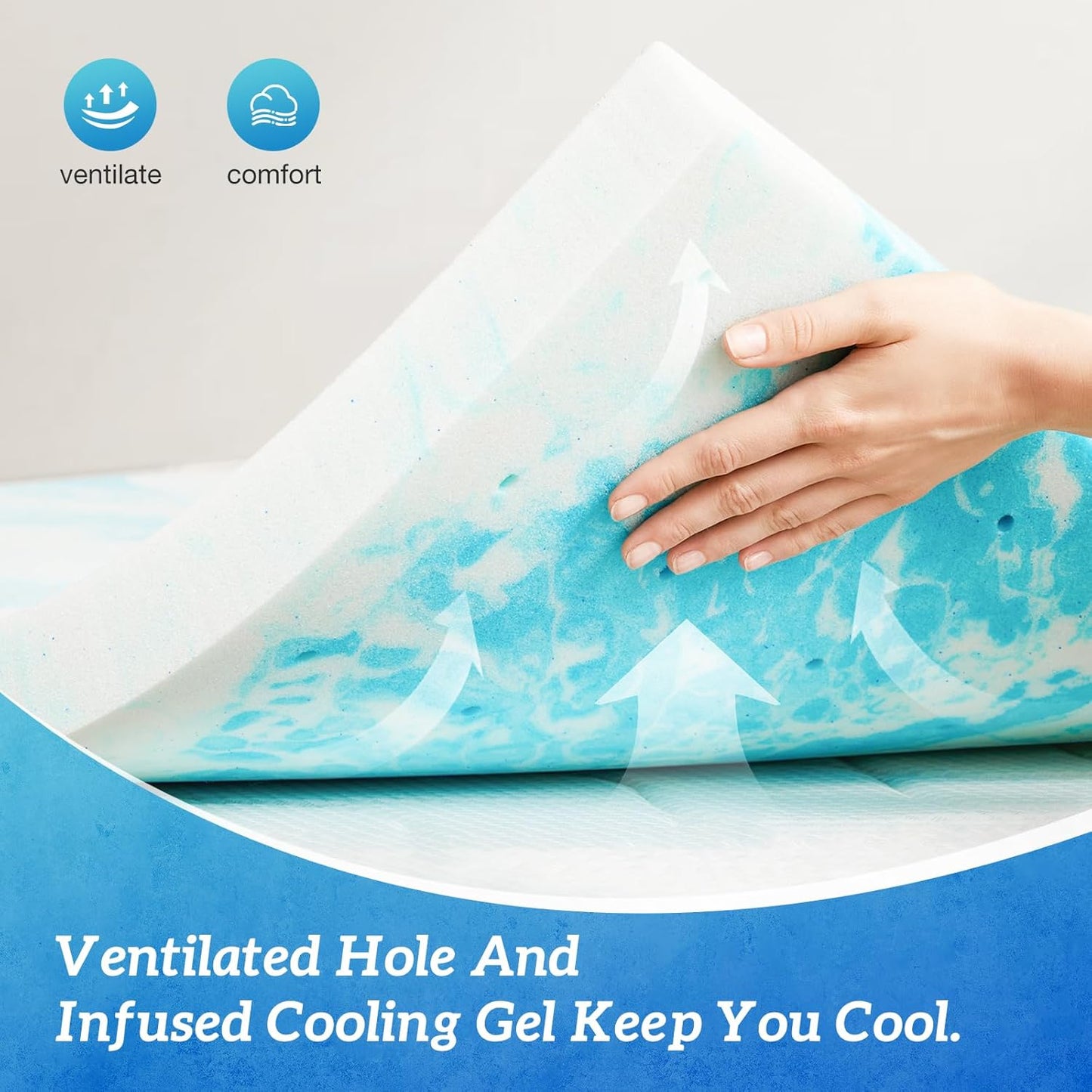 Sweetcrispy Mattress Topper - 3 Inch Thick Memory Foam Gel Infused Cooling Pad | California King, CertiPUR US Certified