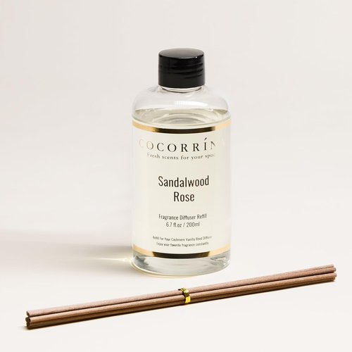 COCORRÍNA Reed Diffuser Refill - Sandalwood Rose Scent | 6.7 Fl. Oz with 8 Sticks