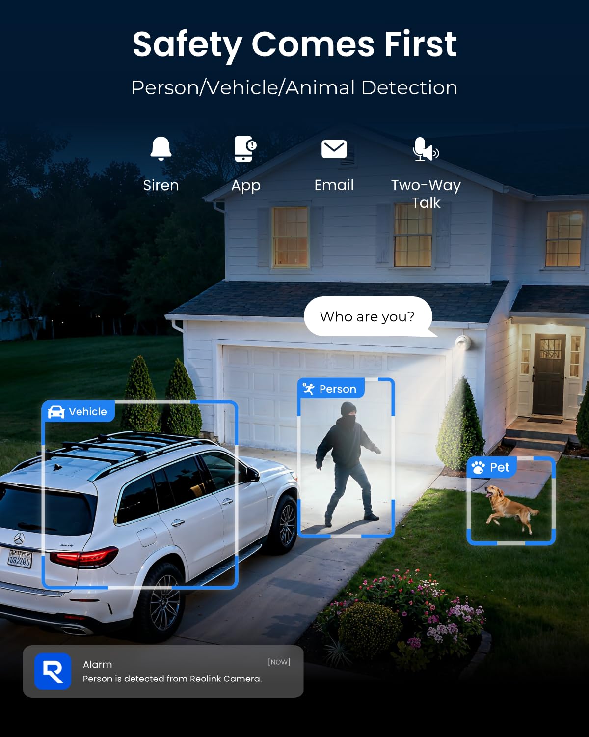 REOLINK CX820 ColorX PoE Security Camera, 4K UHD, True Color Night Vision, F1.0 Super Aperture, 1/1.8'' Image Sensor, HDR Technology, Person/Vehicle/Animal Detection, Spotlight & Siren Alarm