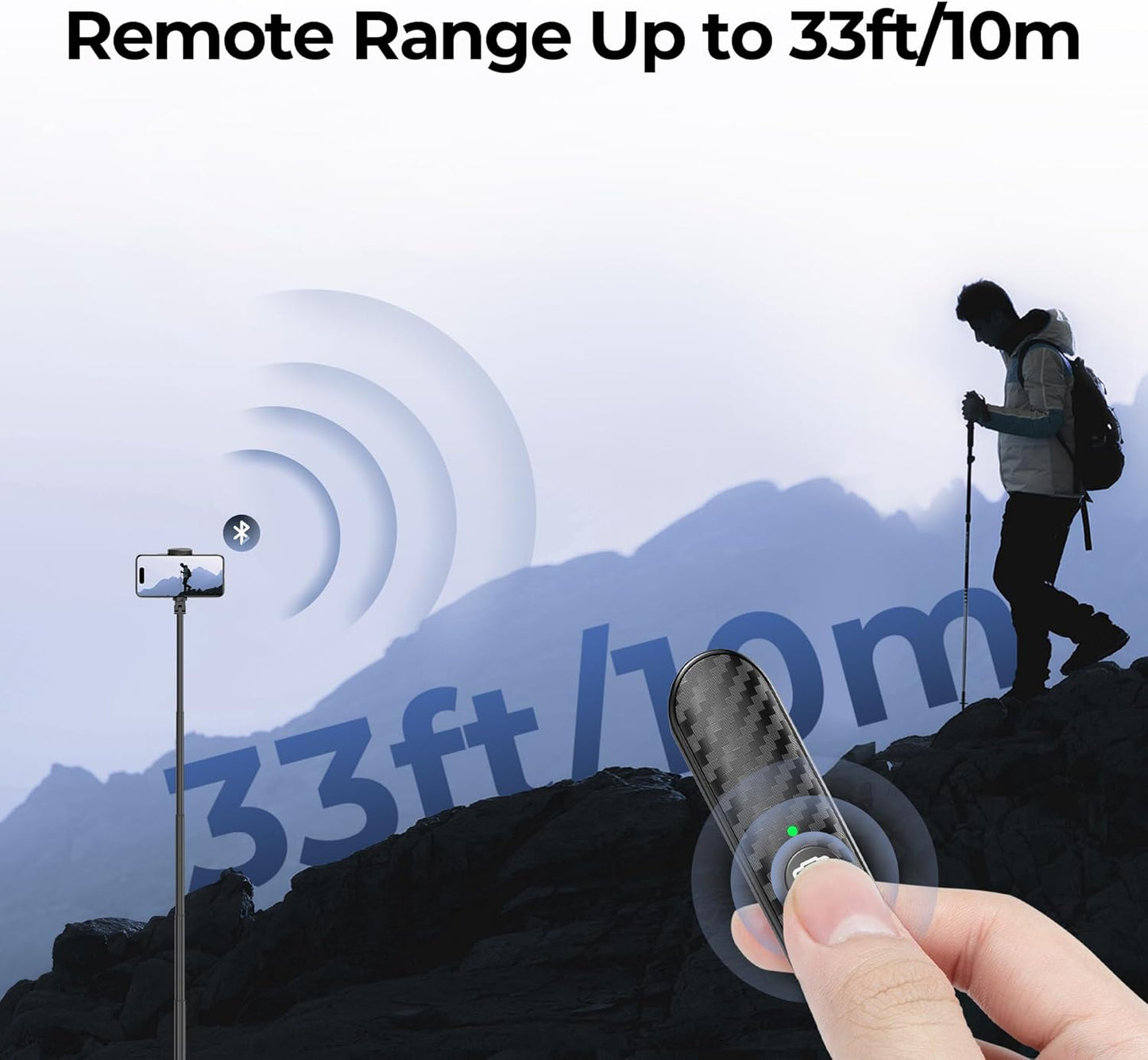 ATUMTEK 10m 5.0 Bluetooth Remote Shutter, Carbon Fiber Design, Rechargeable Camera Remote Control for iOS & Android