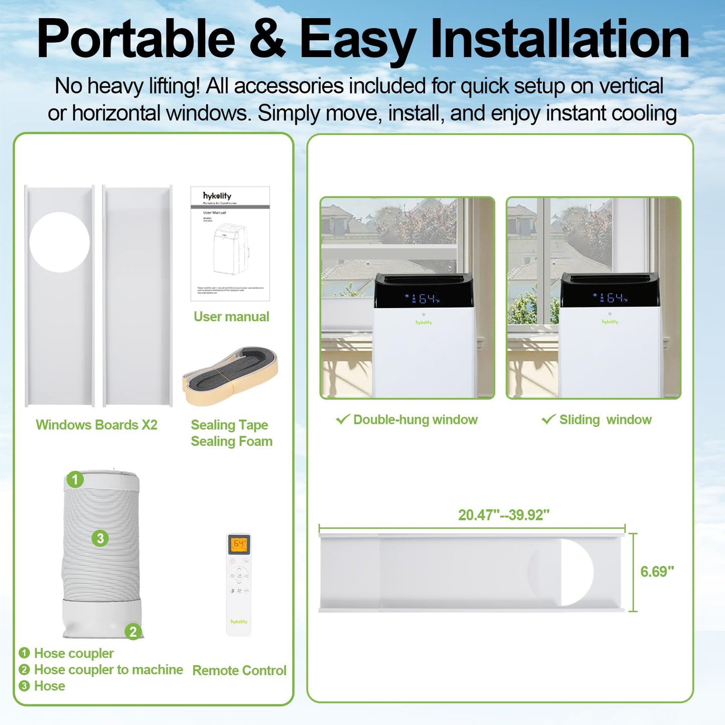 Hykolity WiFi Enabled Portable Air Conditioners 14,000 BTU, Cools Rooms Up To 700 Sq.Ft, 42dB Dual Motor 5 in 1 Quiet Smart AC Unit with Cool, Fan, Dehumidifier, 24H Timer & Sleep Mode
