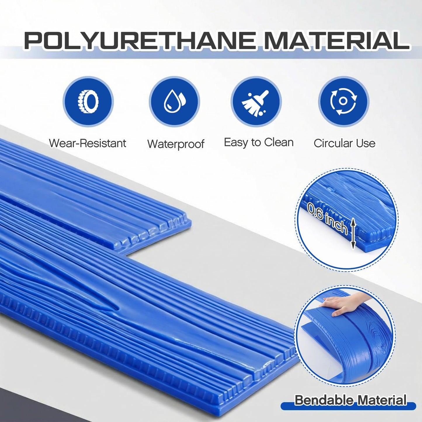 AmazingSpark 5 Pcs Concrete Stamping Mats Set, Concrete Texture Mat Polyurethane Reusable Slate Stamp Soft Hard Molds with Handles Durable for Patio Wall Floors Driveways Walkways (Rectangle,4 Colors)