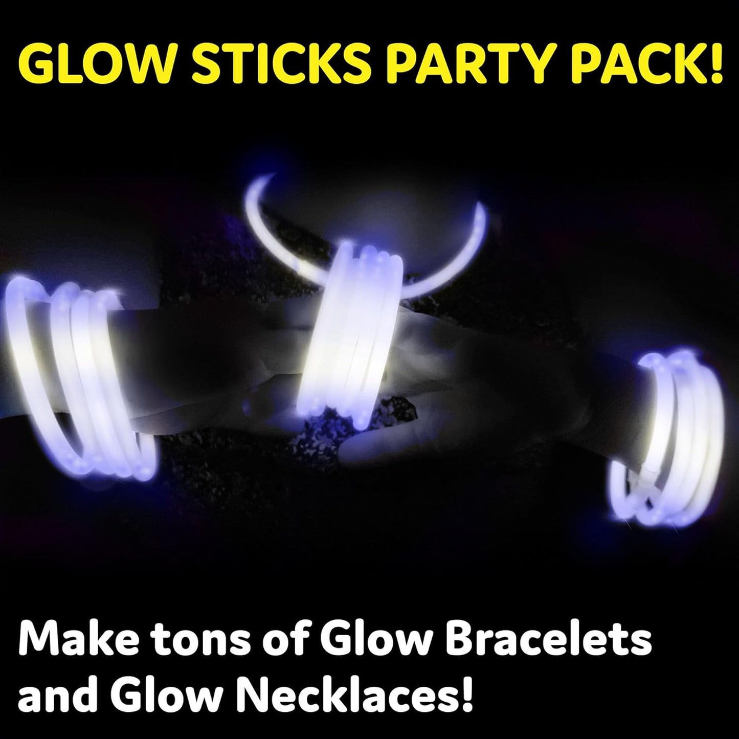 PartySticks White Glow Sticks - 100 Pack | 8-Inch Glow In The Dark Party Favors & Decorations
