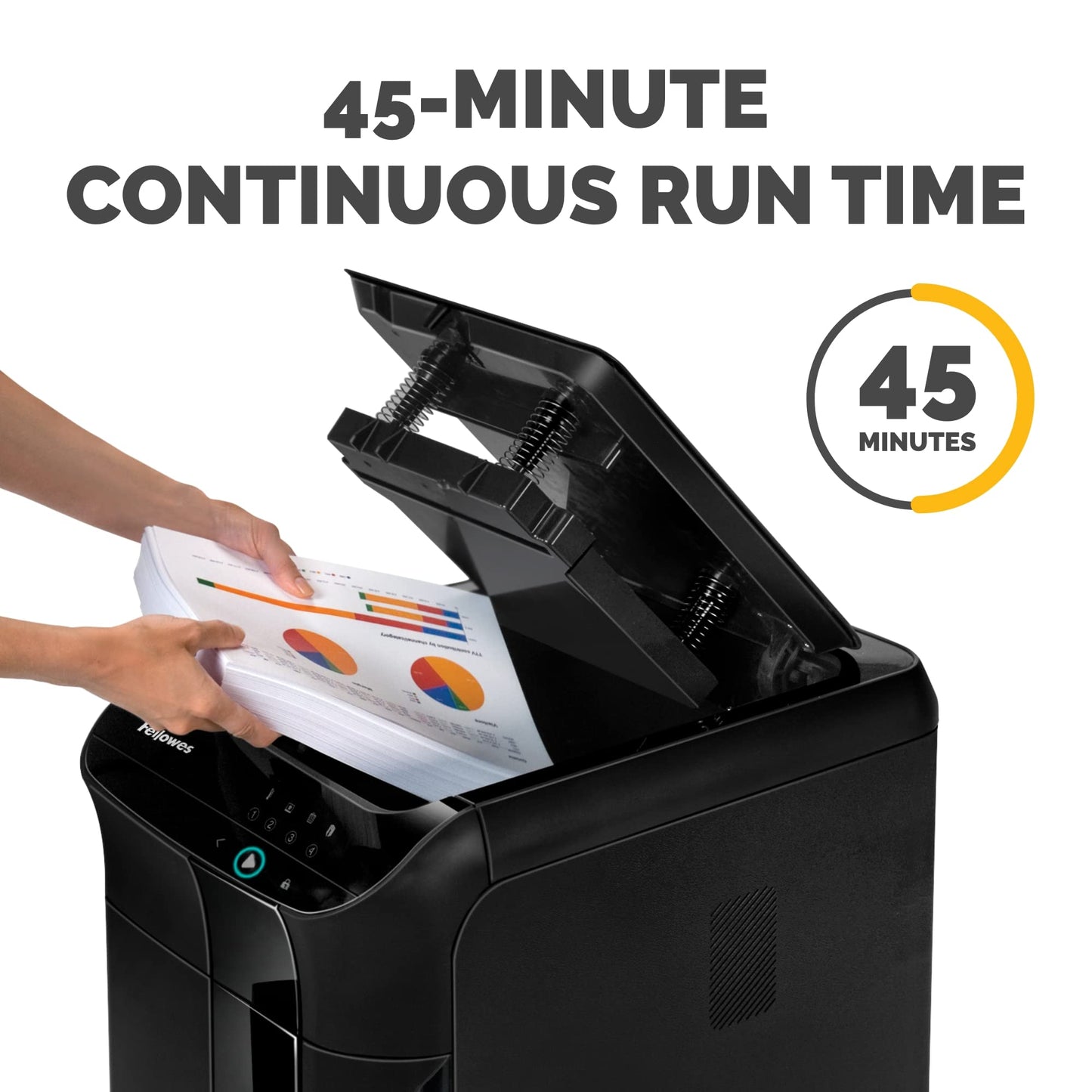 Fellowes AutoMax 350C Cross-Cut Commercial Office Auto Feed 2-in-1 Paper Shredder with 350 Sheet Capacity, Black (4694001)