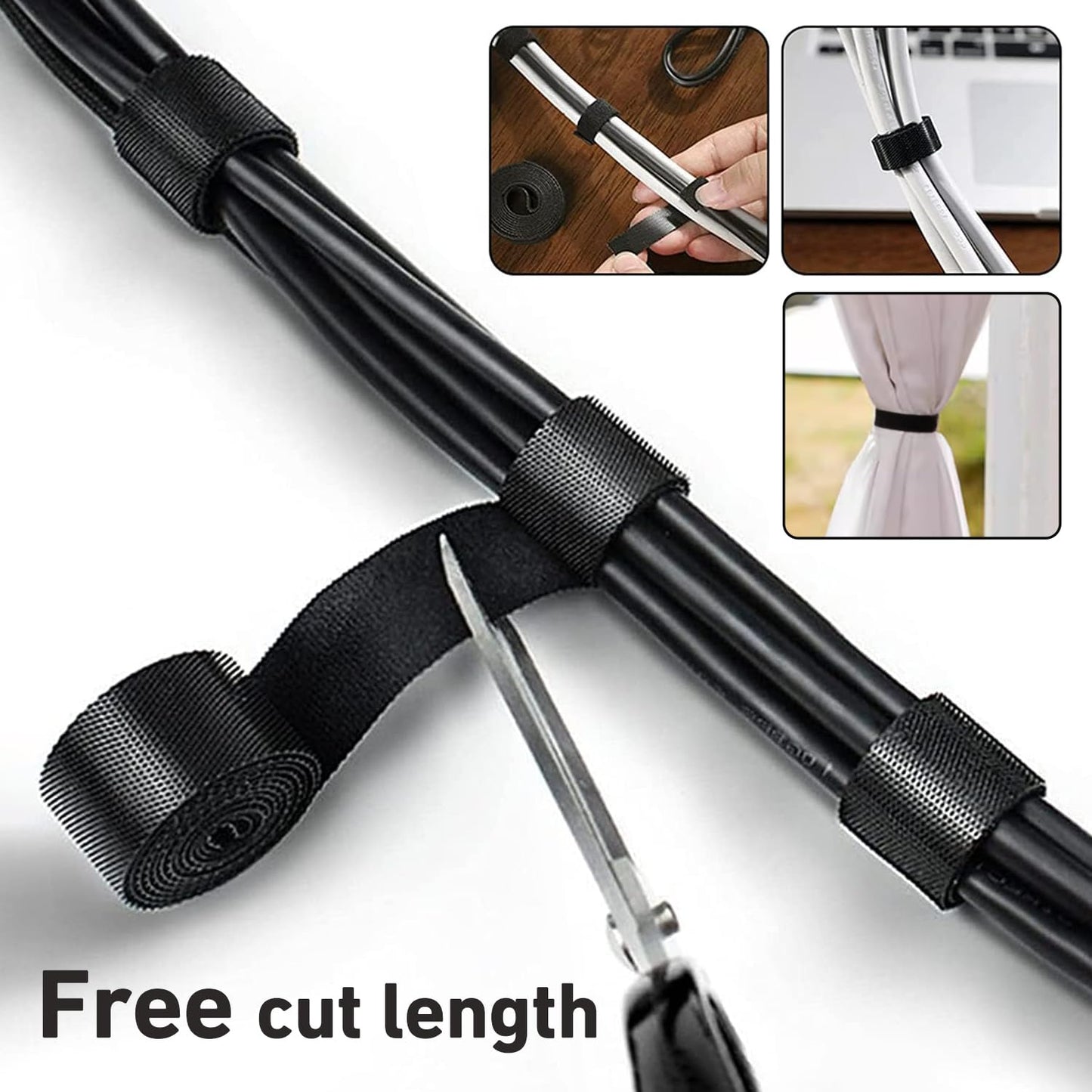 164ft x 1/2 inch Reusable Fastening Cable Ties, Hitotsu Hook and Loop Roll, Self-Gripping Bundling Strips for Cord Manage,Home, Office, Electrical Cords, Data Center, Host Room, Black, 2 Roll