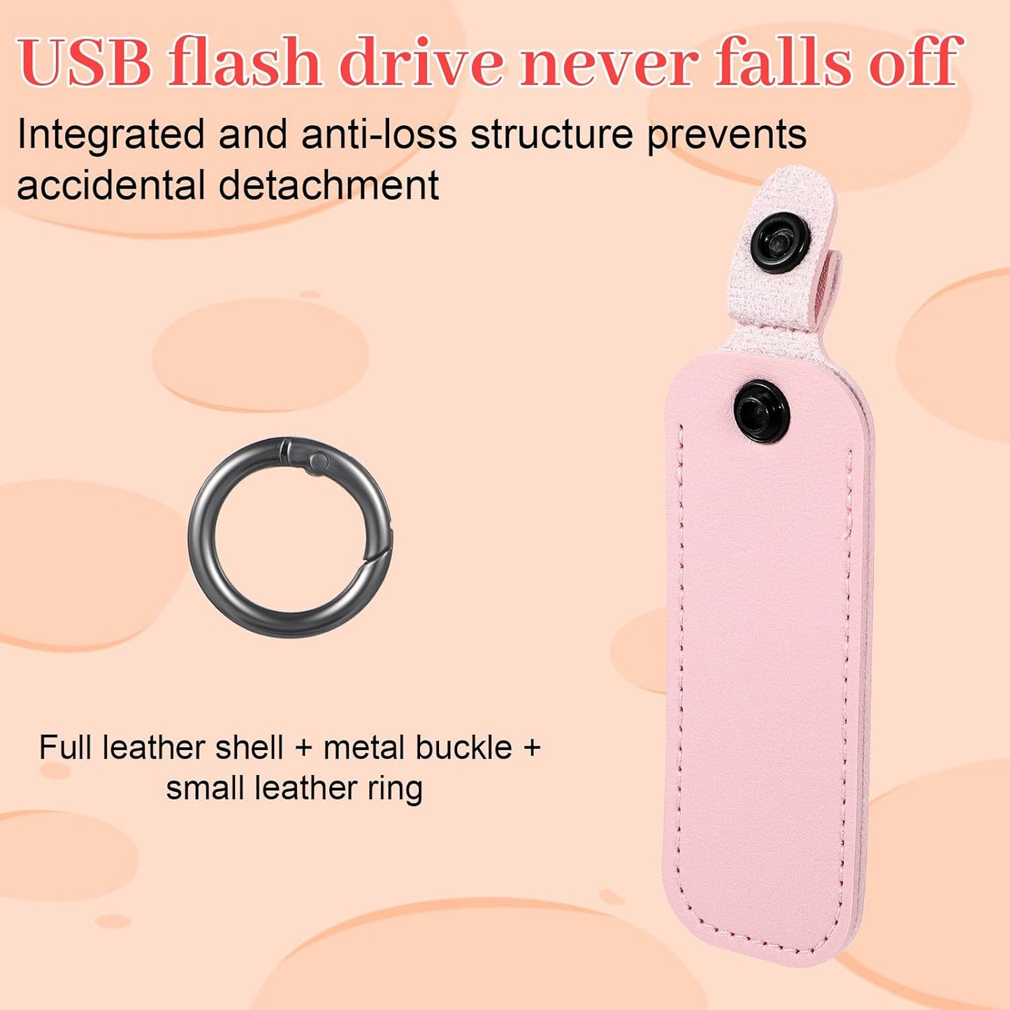 Ymapinc Pink Leather USB Flash Drive Case, Cute Pink Thumb Drive Holder for Women Girls, Portable Keychain USB Pouch