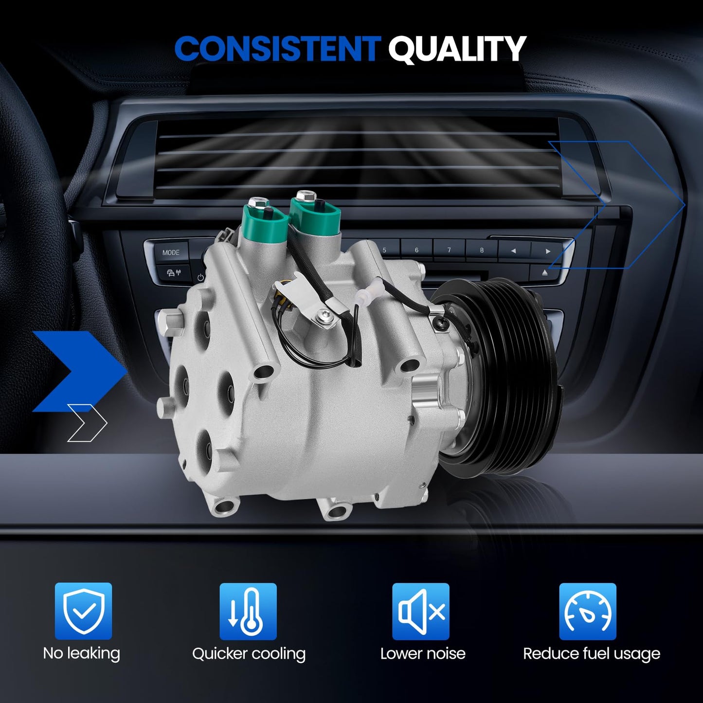 SYKRSS 77613 Air Conditioning A/C Compressor with Clutch Compatible with Acura EL 2001-2005 1.7L L4, Compatible with Honda Civic 2002-2005 1.7L L4