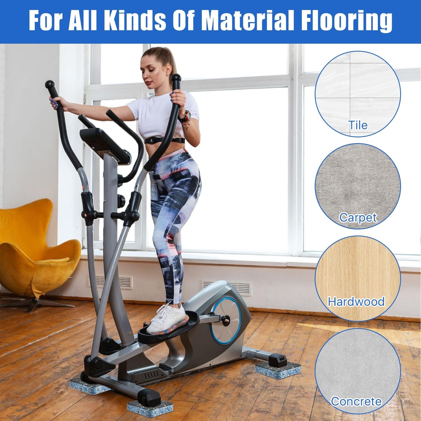 Lainballow 6 Pcs Anti-Vibration Rubber Mat, 4" X 4" X 0.8" Shock Absorbing Treadmill Pads, High Density Mats for Protect Floors, Washer, Dryer, Air Compressor