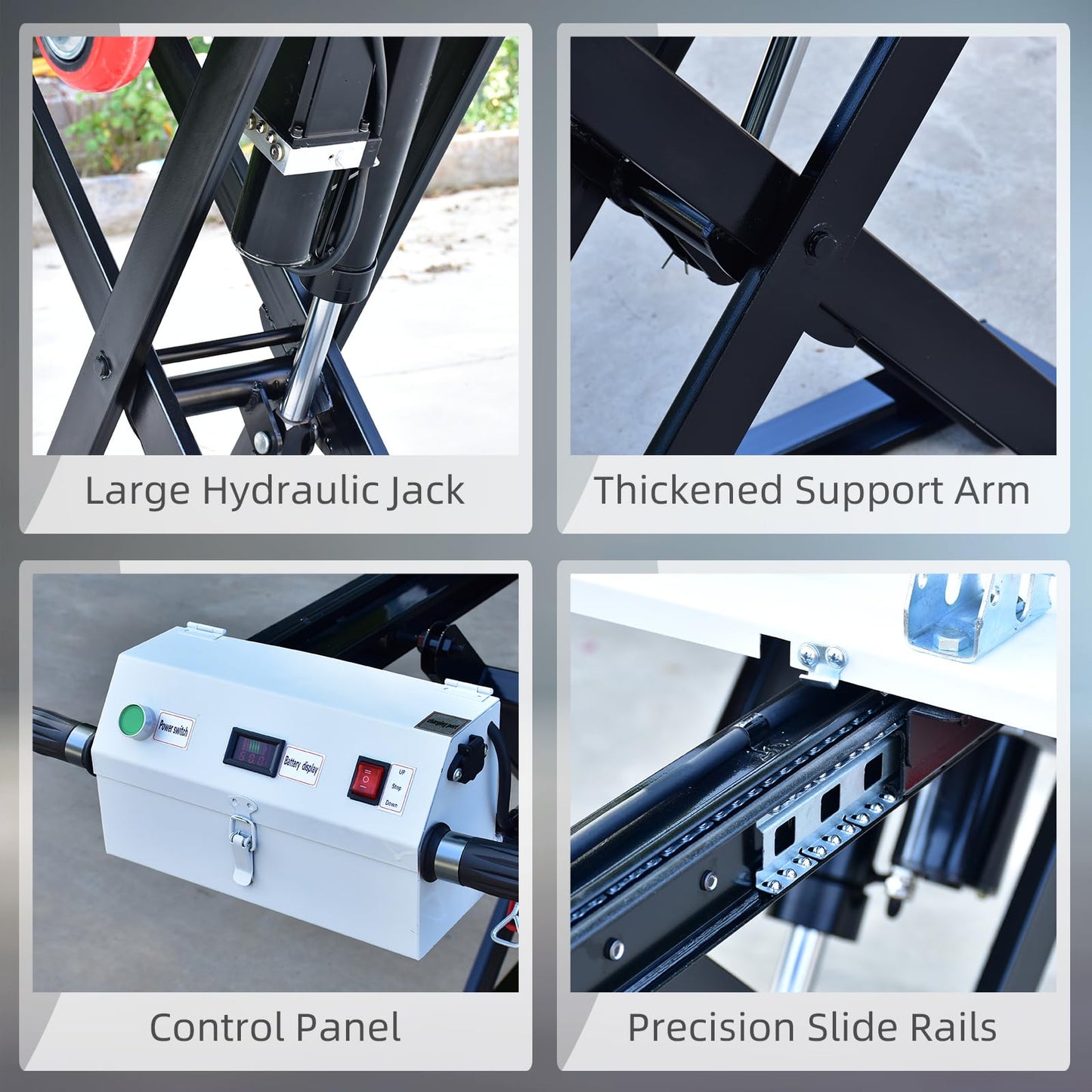 Electric Lift Table Cart 47" Lifting Height 660lbs Payload Electric Scissor Lift Table Portable Electric Lifting Flatbed Handcart for Material Handling (660Lbs 47" Lifting)