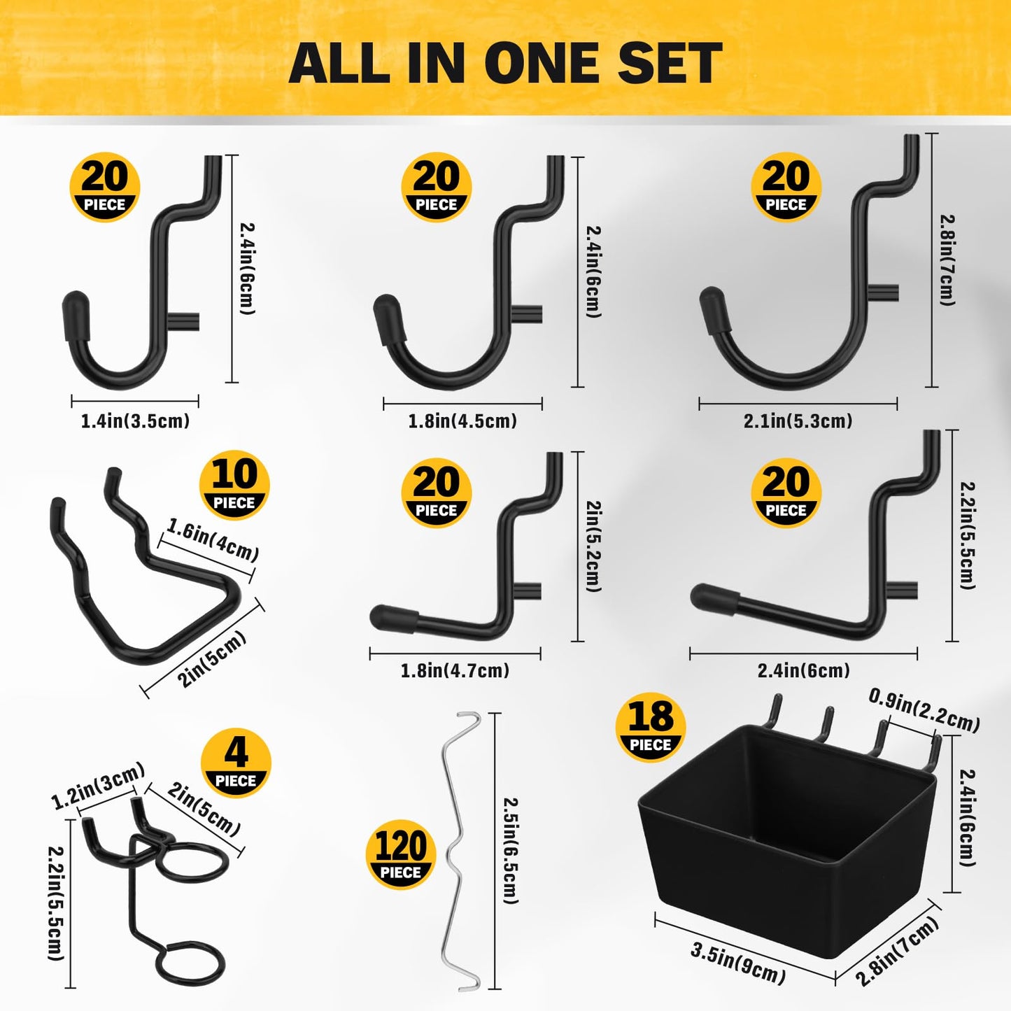 ELEAD 286-Piece Extra Thick Pegboard Hooks Set, 1/4" Heavy Duty Black Peg Board Organizer Accessories with Bins, Metal Pegboard Accessories with Pegs Lock, Peg Board Hooks for Hanging