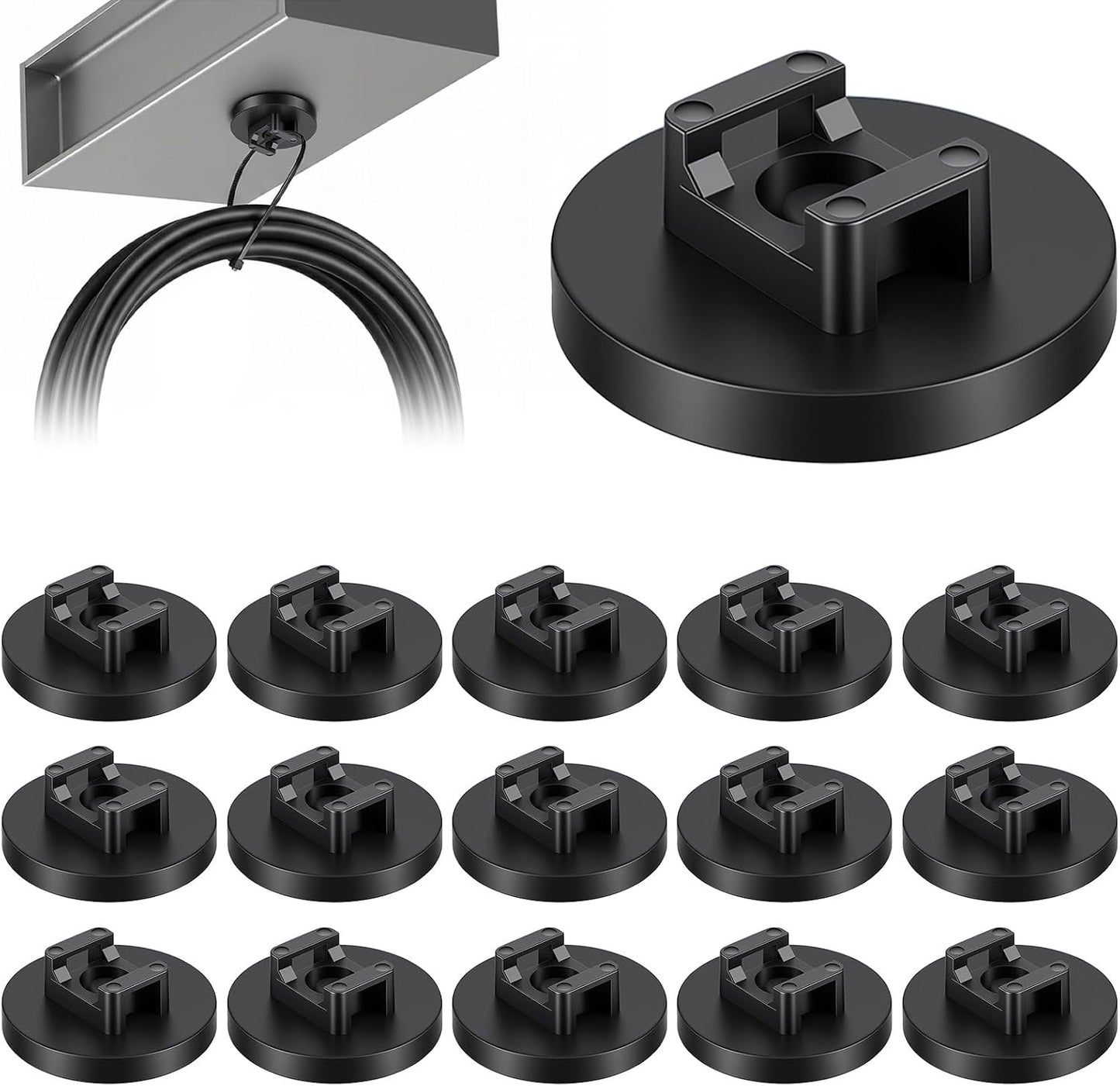 15 Pcs Magnetic Zip Tie Mount Base Black Magnetic Cable Clips Wire Holder Multipurpose Cable Ties Mount Wire Clips