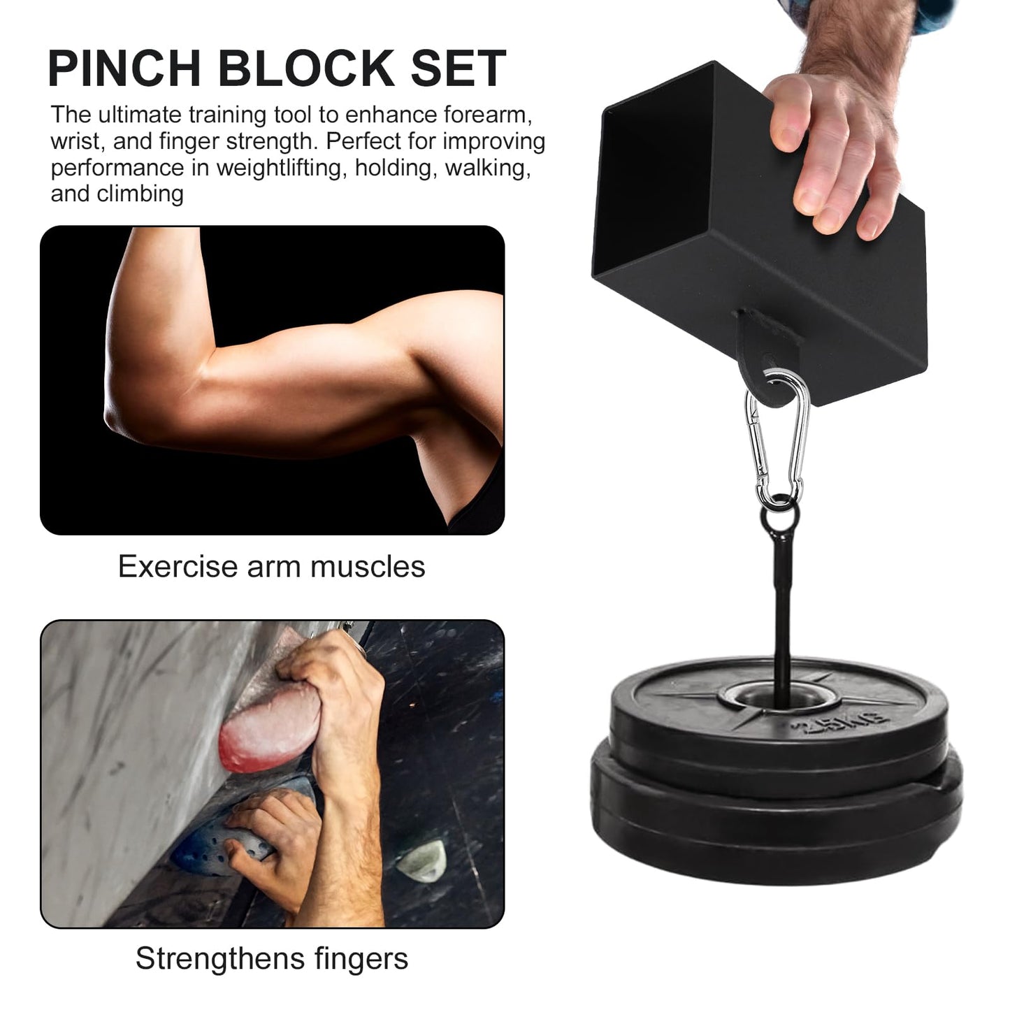 Block Strength Set, Workout Climbing Power Grip, Hand Grip Tool For Cable Machine, Forearm Finger Exerciser With Loading Pin, Strengthener Equipment Climbing Training