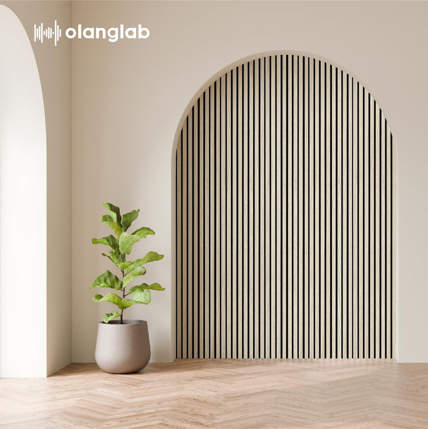 Olanglab Wood Wall Panels 4 Pack, Wood Slat Acoustic Wall Panels, 94.5"x12.6" Each 3D Wall Panels for Interior Wall Decor (Light Oak-Extendo Trio)