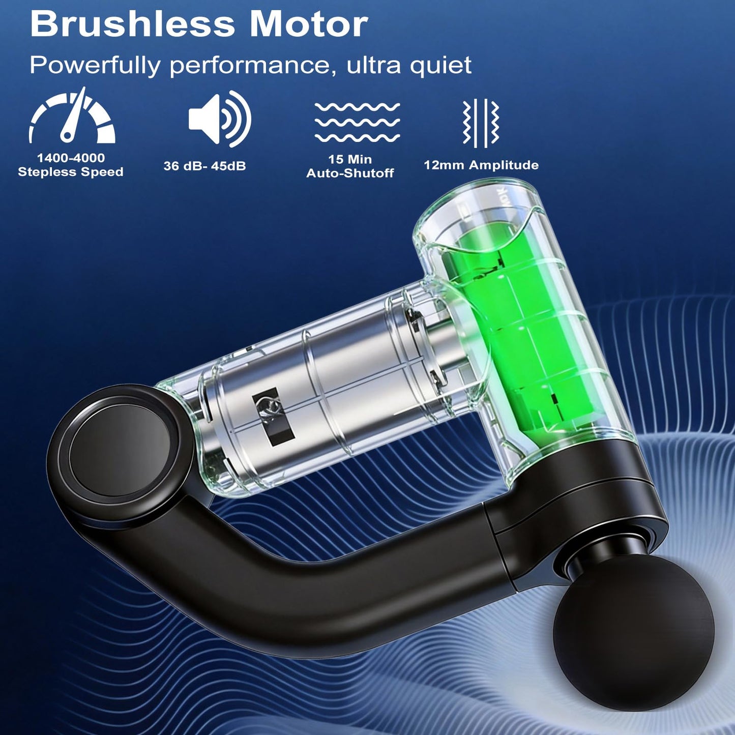 HISBO Foldable Massage Gun with Upgraded Extension Handle, 32 Speeds Massage Gun Deep Tissue - Back Massager for Pain Relief Deep Tissue, Muscles/Neck/Shoulders/Waist/Legs Massager