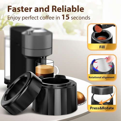 Nespresso Reusable Pods & Refillable Kit - 110 Aluminum Foil Lids, Compatible with Vertuo & Vertuoline