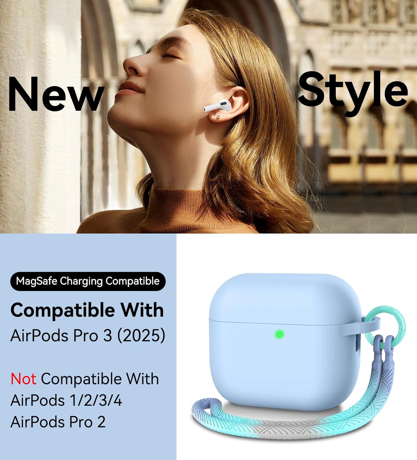 Matekxy 3 2025 Pro3 Commuters for Airpods Pro Case Cute - for Airpod Generation Soft Silicone Cover with Lanyard