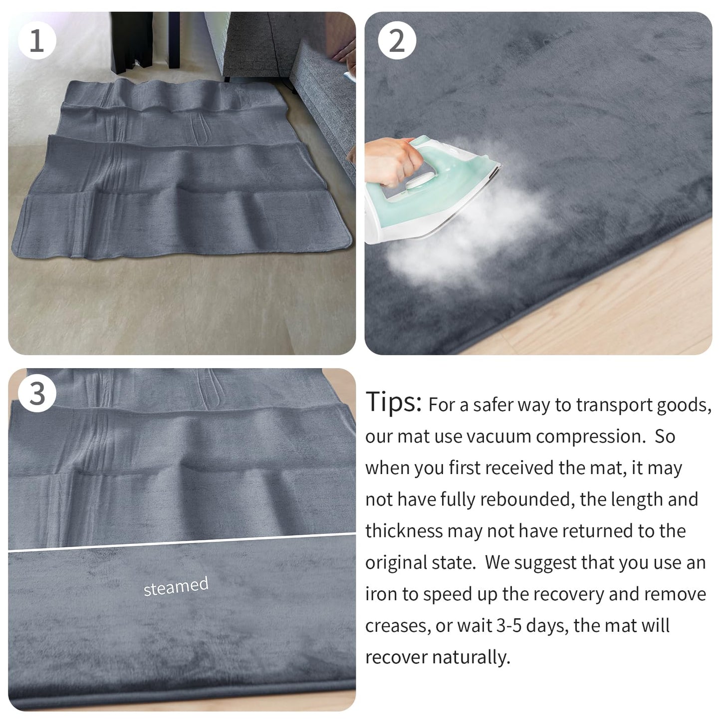 Huloo Sleep Baby Play Mat for Floor,1.3" Thick Elasti-Foam 74"×50" Playpen Mat, Non-Toxic Certified Water-Repellent Coral Velvet, Non-Slip Safe Crawling Mat for Tummy Time, Toddler & Infant (Dark Grey)