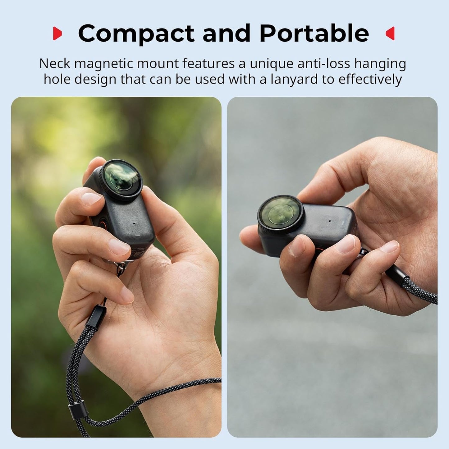 SMALLRIG Insta360 3S, Magnetic Mount for DJI Osmo Nano, for GO with Neck Strap, Wrist Strap, Anti-Loss Hanging Hole