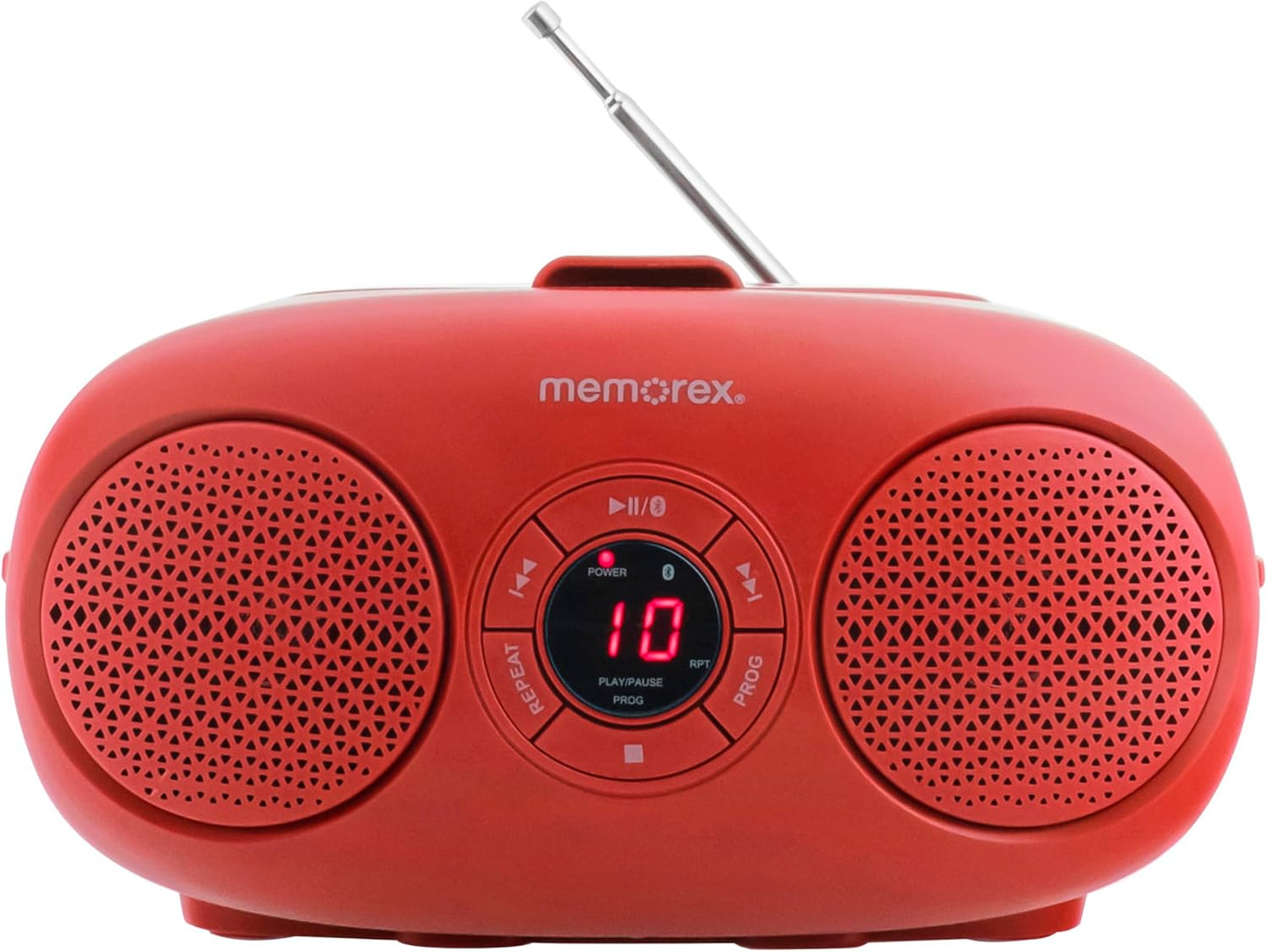 Memorex Programmable AM/FM Top Loading CD Player | Portable Stereo with Memory | Auxiliary Input and LED Display (Red)