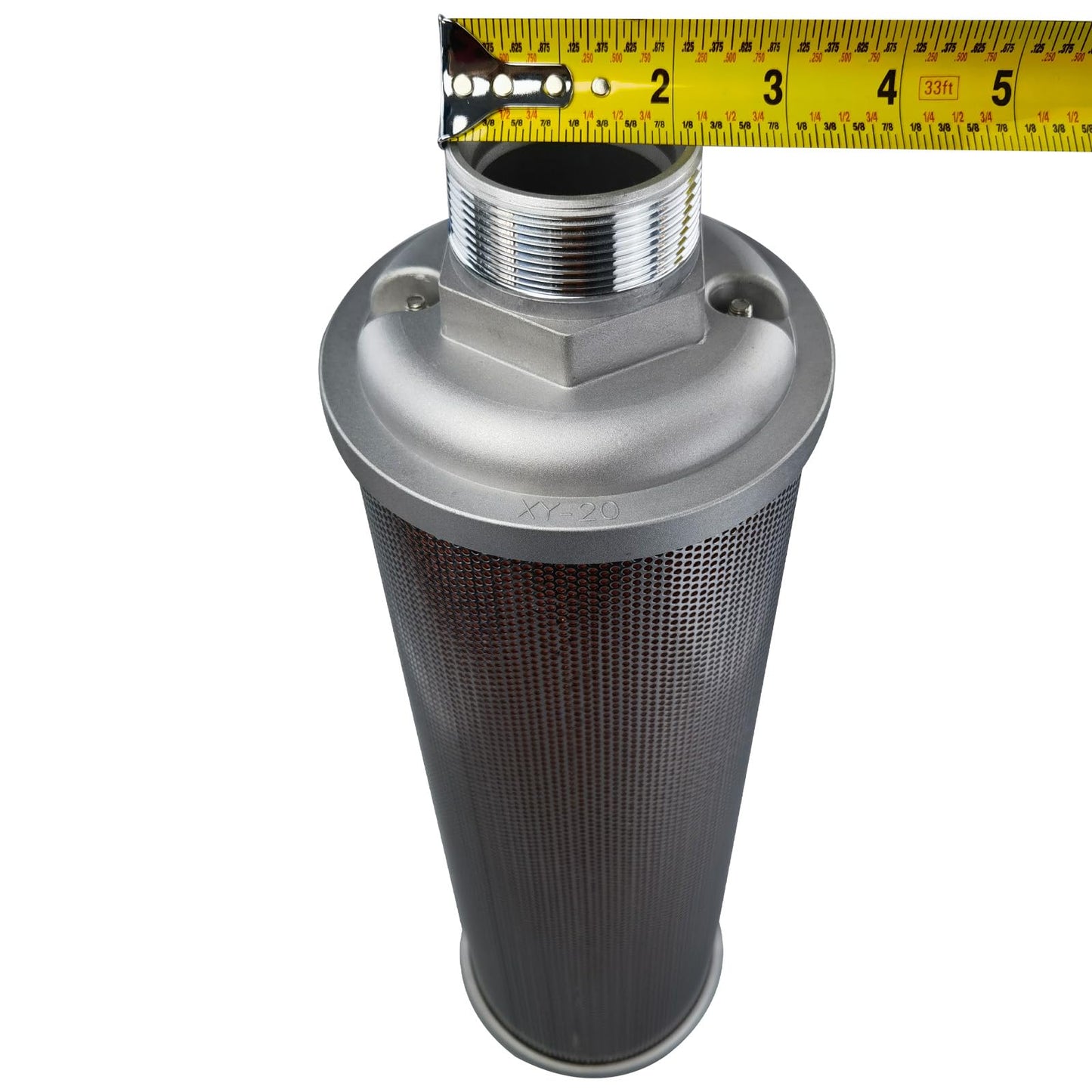X20 Air Compressor Muffler 2" NPT Male,Single Chamber 145 PSI exhaust muffler, used for replacing parts of air compressors, compressor dryers, compressed air equipment, and systems