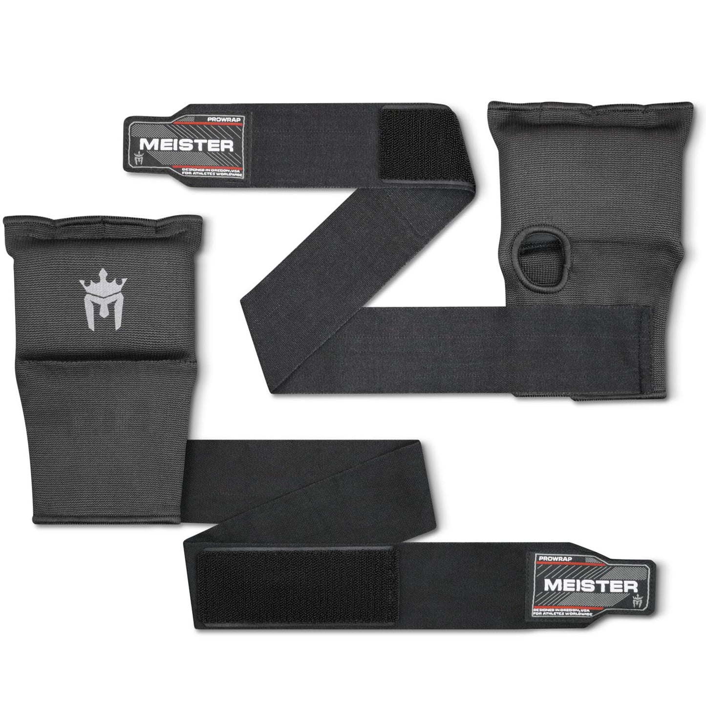 Meister Padded ProWraps Inner Hand Wrap Gloves (Pair) - Black - Small/Medium