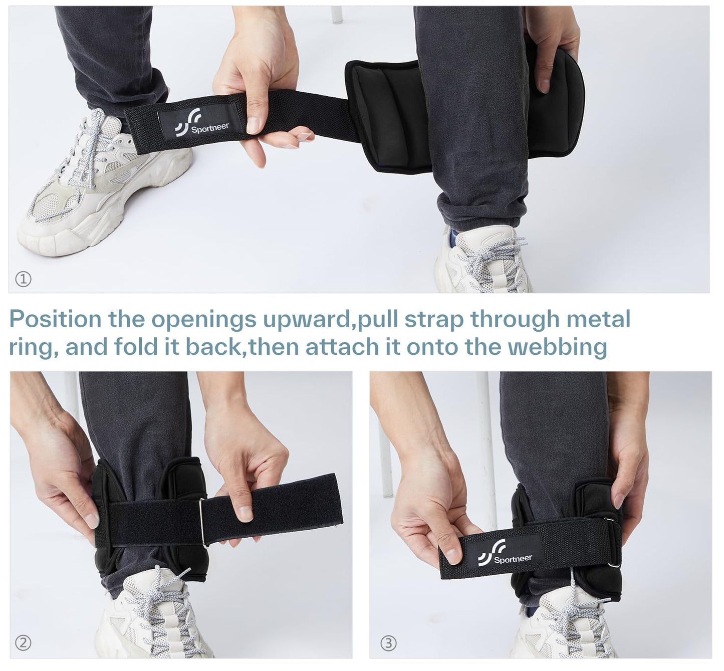 Sportneer Adjustable Ankle Weights Set - 1 Pair (2-10 lbs) Removable Sandbags for Women & Men, Comfortable Neoprene Leg Weights for Walking, Running, Pilates, Yoga, Home Workout & Physical Therapy