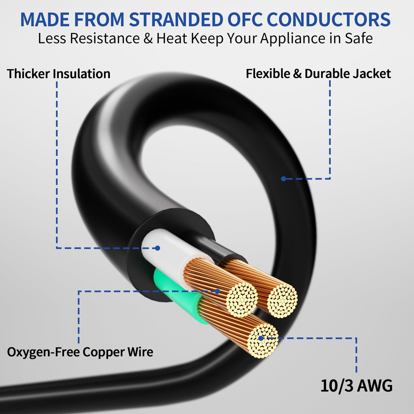 Cismorvex 100ft Outdoor/Indoor Extension Cord with Lighted 10/3 Gauge Ultra 3 Prong Heavy Duty SJTW, Waterproof, Flexible Cold-Resistant,15A 125V 1875W, Black