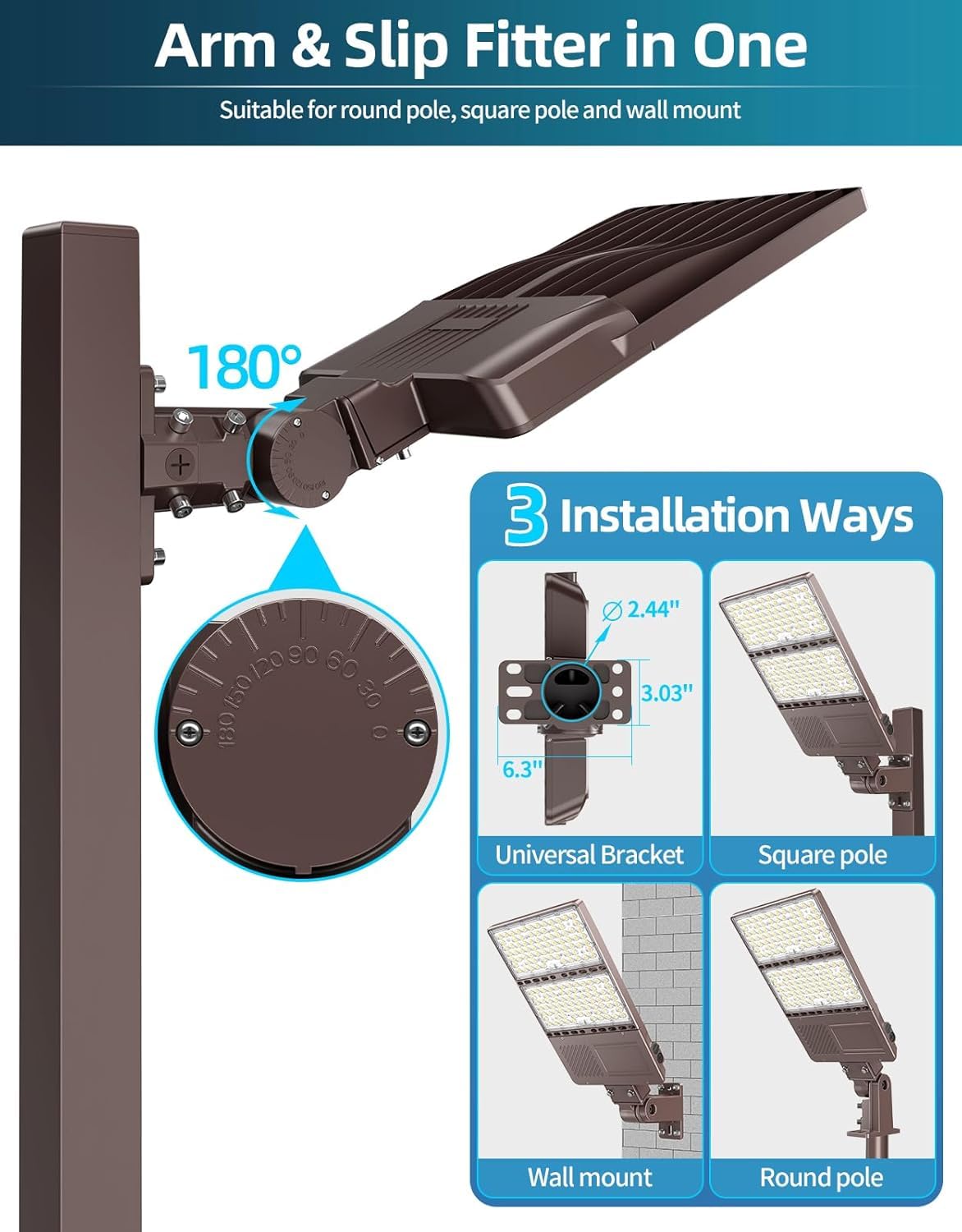 ADUB 10PCS LED Parking Lot Lights 320W 250W 200W, LED Shoebox Light 5700K 5000K 4500K Arm&Slip Fit Mount,Outdoor Pole Light with Photocell, IP65 Commercial Street Area Flood Lighting 100-277V