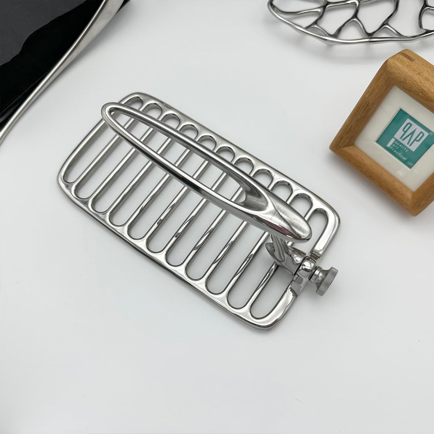qAp quality art Practical Skeleton Grill Press with Sear Marks - Heavy Duty Stainless Steel Grill Weight for Even Cooking, Faster Grilling, Flat Burgers & Steaks - Dishwasher Safe