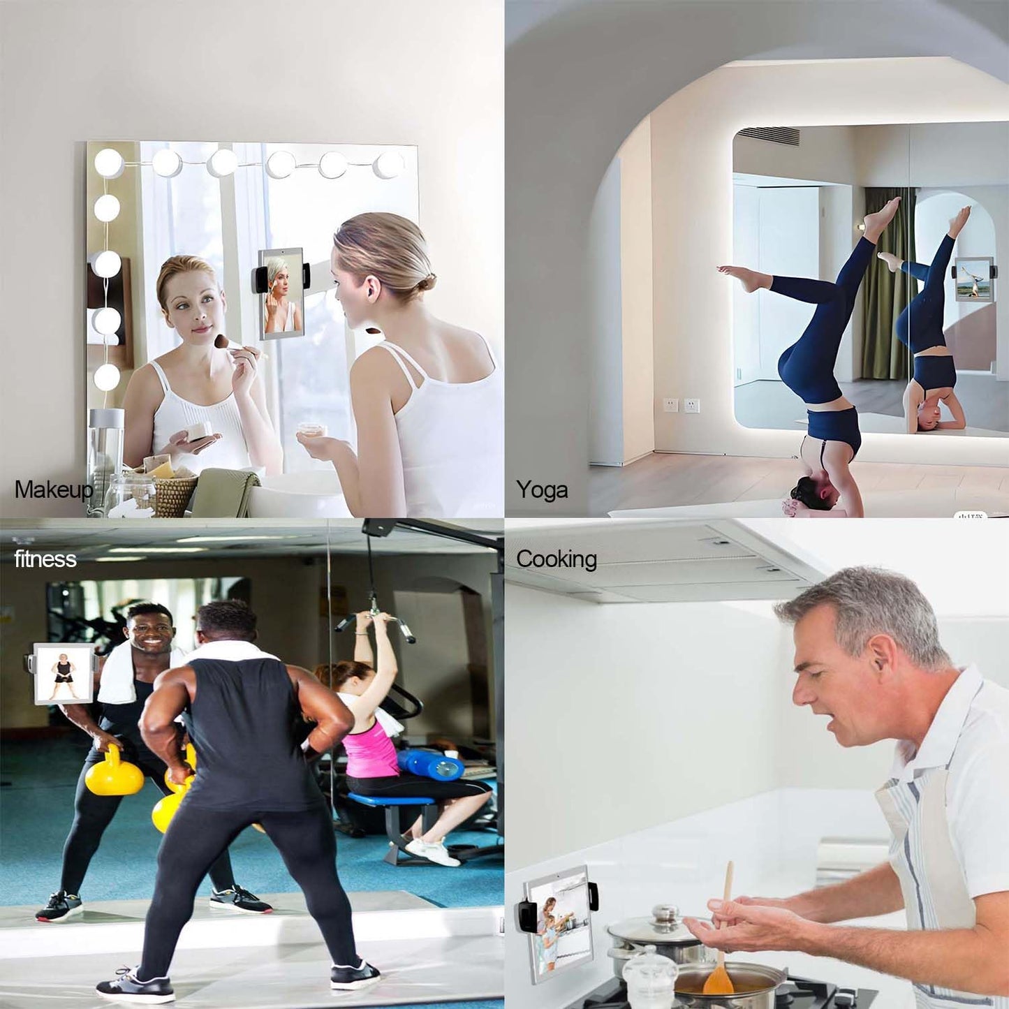 iPad Suction Mount for Tablet Glass Holder for iPad Mirror Mount for Tablet Suction Holder for Pad Glass Stand for iPAD Mirror Stand Pad for Makeup, Yoga, Gym, Kitchen, Tub, Fit 5.5"-12.9" (Dark)