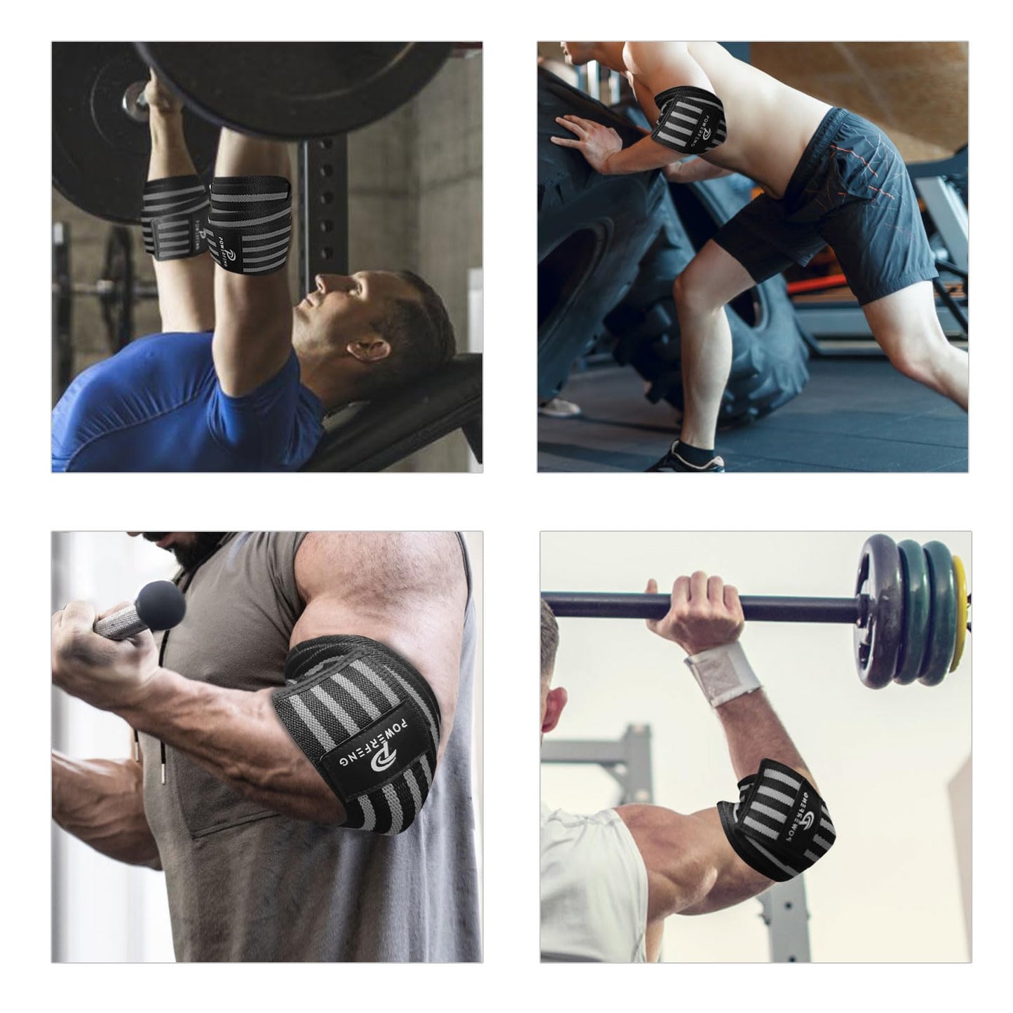 Elbow Wraps for Weightlifting：Elbow Sleeve Weightlifting Support for Bench Press Cross Training & Powerlifting - Elbow Straps for Weightlifting Gym Men Women (Gray)
